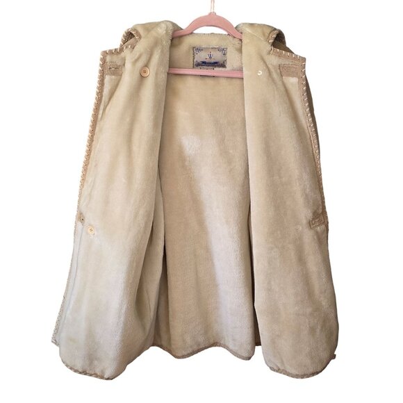 VTG Weathervane Women Suede Leather Coat Med Hood Fleece Lining Western Cowgirl - Picture 11 of 12